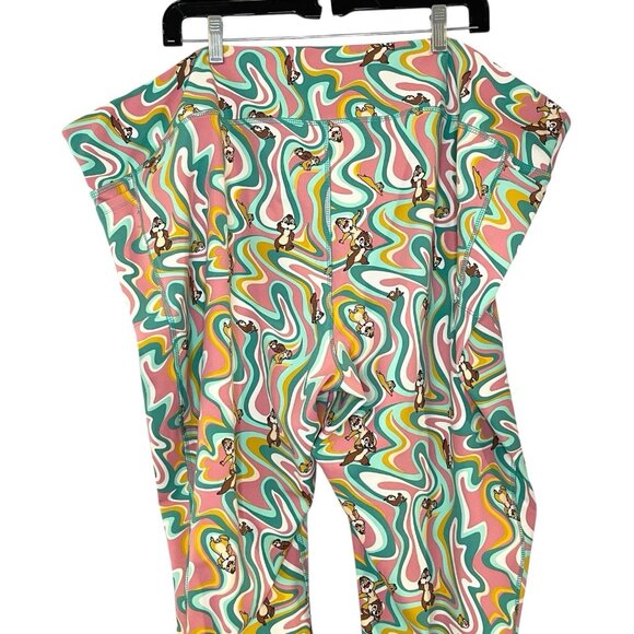 Disney Parks 3X Chip and Dale Colorful Leggings Psychedelic Groovy Vacation - Picture 4 of 6